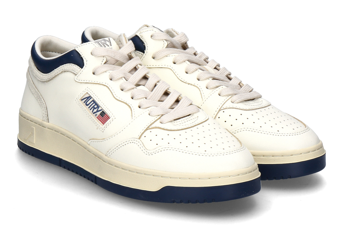 ◆Autry◆Medalist Man white black sneakers Autry Medalist Mid Bicolor Sneakers In White And Black Leather